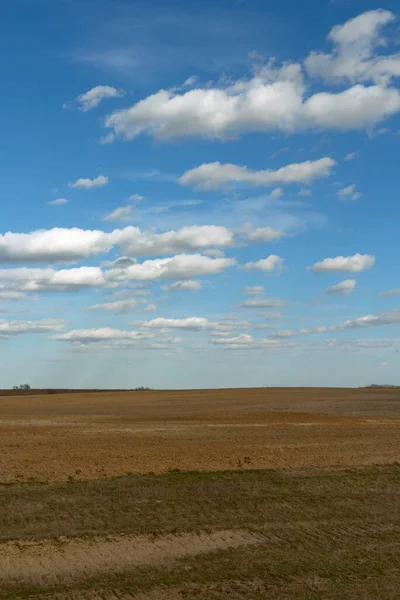 Beau Ciel Nuageux Sur Les Terres Agricoles Paysage Printanier — Photo