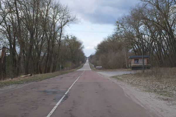 Довга Пряма Дорога Чорнобильської Радіоактивної Зони Відчуження — стокове фото