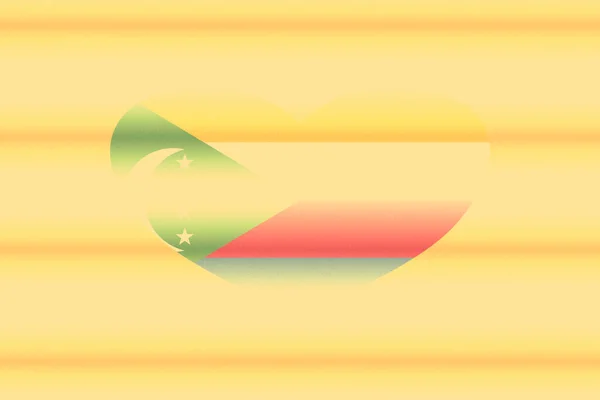 Bandeira Abstrata Comores Forma Coração Grunge Fundo Pastel Grão — Fotografia de Stock