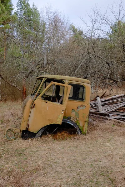 Une Vieille Cabine Cassée Dans Zone Exclusion Tchernobyl — Photo