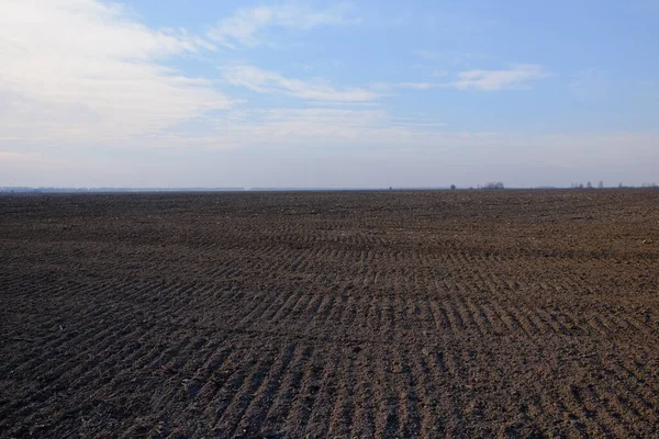 Yeni sürülmüş bir çiftlik arazisi. Tarım arazisi. Peyzaj.