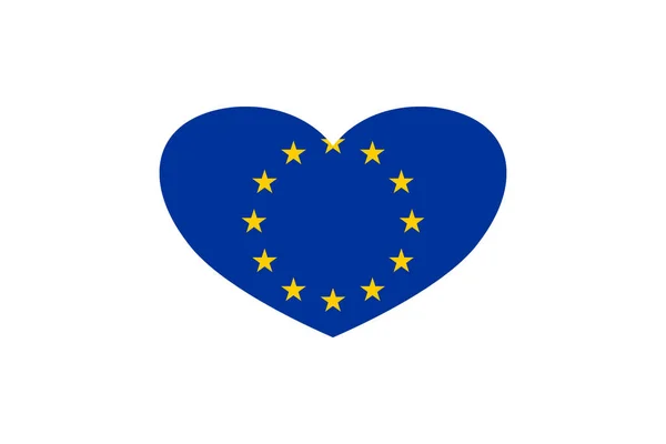Flaga Unii Europejskiej Kształcie Serca Izolacja Białym Tle — Zdjęcie stockowe