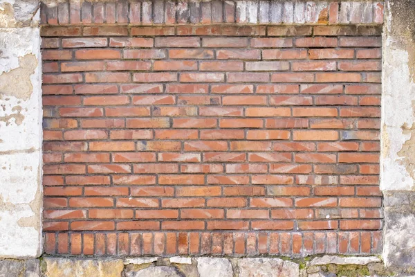 Old brick wall in the frame. Grunge industrial background.