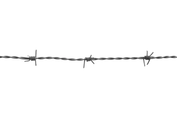 Eine Linie grauer Stacheldraht mit drei Knoten. — Stockfoto