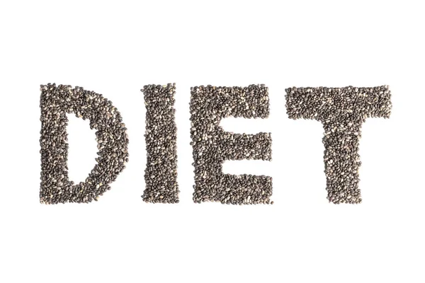 Semillas de chía en forma de la palabra DIET . — Foto de Stock