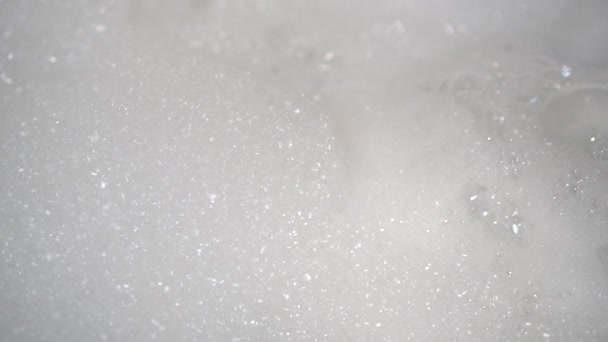 Fresh Thick Foam Bath Swinging Moving Wave Bubbles Sparkle Burst — Stock Video