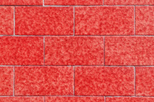 Rode Bakstenen Muur Gemaakt Van Symmetrische Stenen Blokken Met Vlekken — Stockfoto