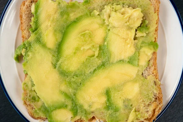 Puré Aguacate Recién Hecho Pan Integral Sándwich Vegetariano Saludable Una —  Fotos de Stock