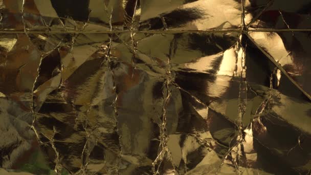 Faltig Faltige Gelbe Folie Abstrakte Vintage Goldenen Hintergrund — Stockvideo