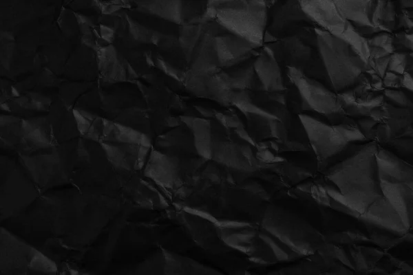 Verpletterd Zwart Papier Donker Abstracte Achtergrond — Stockfoto