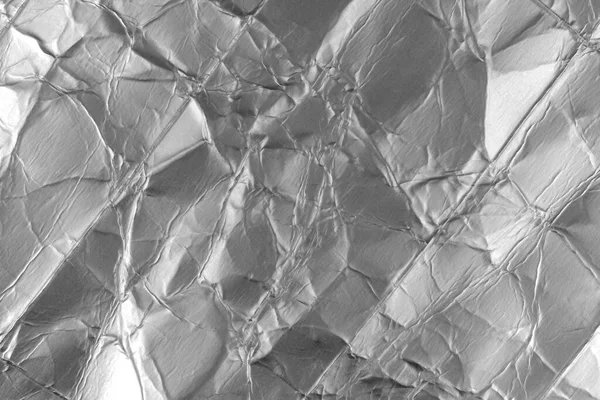 Foil background of used beverage packaging for recycling. Inside view of aluminum foil. Environmental pollution concept
