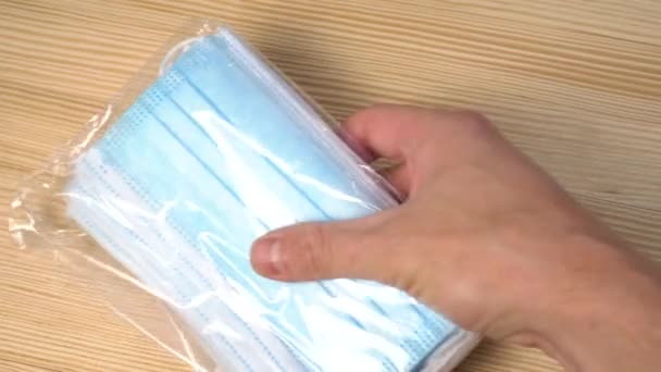 Paquets Masques Jetables Protection Médicale Pour Accouchement Pendant Pandémie Coronavirus — Video