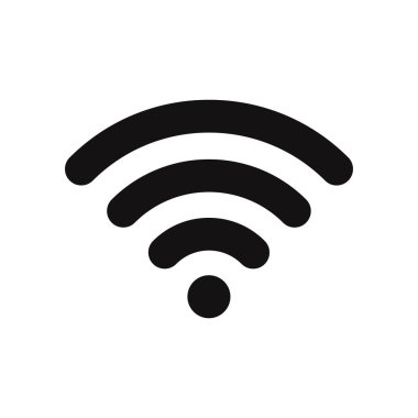 WiFi sinyal simgesi, kablosuz simgesi. Beyaz arka plan üzerinde izole düz vektör işareti ağ bağlantısı, Internet. Grafik ve web tasarımı için basit vektör çizim.