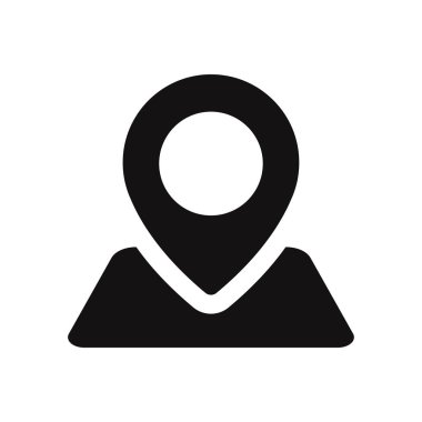 Konumu simgesi. PIN sembolü beyaz arka plan üzerinde izole. Navigasyon harita gps yön yer pusula, işaretçi kavramı.