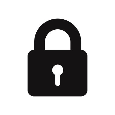 Beyaz arka plan üzerinde izole kilit simgesi. Modern, basit sembol modaya uygun bir tasarım tarzı web sitesi, mobil, için Kullanıcı arabirimi uygulaması, grafik, logo. Düz vektör öğesinin çizim. Eps10.