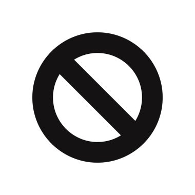 Beyaz arka plan üzerinde izole simgesi yasak. Modern, basit sembol modaya uygun bir tasarım tarzı web sitesi, mobil, için Kullanıcı arabirimi uygulaması, grafik, logo. Düz vektör öğesinin çizim. Eps10.