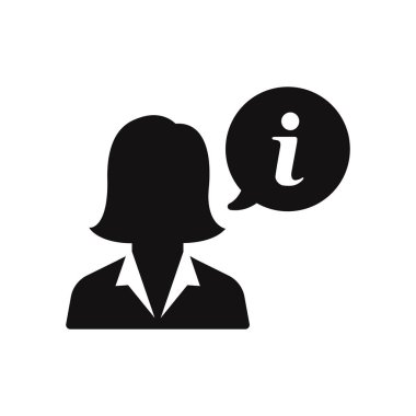 İş kadını ve bilgi işareti vektör simgesi