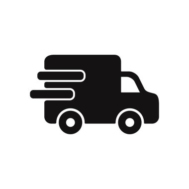 Teslimat kamyonu vektör simgesi. Kargo van sembolü
