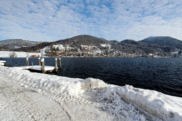 wintry landscape at the tegernsee in bavaria