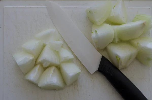 Voorbereiding Van Vlees Met Groenten — Stockfoto