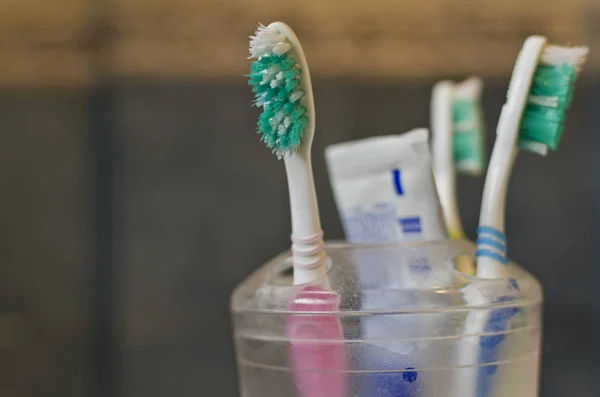 Three Toothbrushes Toothpaste — Stock Photo, Image