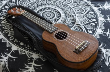 Ukulele mandala arka plan üzerinde
