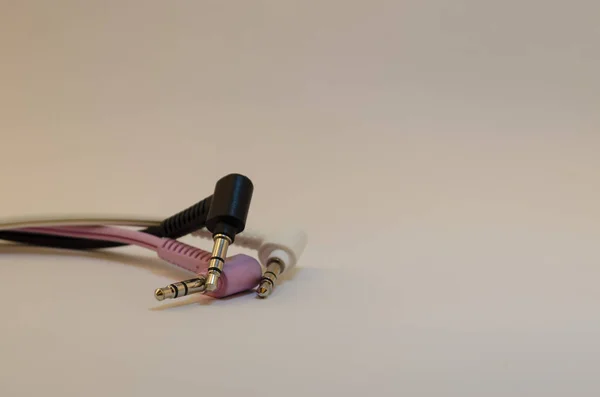 Τρεις Έγχρωμες Υποδοχές Ακουστικών Λευκό Μαύρο Ροζ — Φωτογραφία Αρχείου