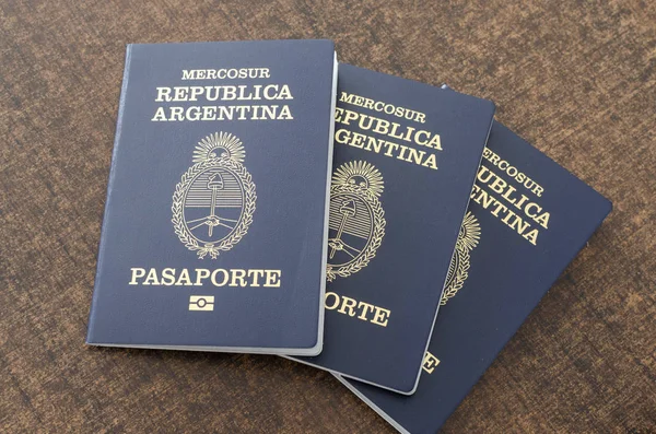 Three passports of Argentina. travel the world.