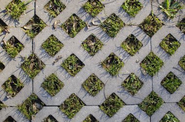 Çimlerin üzerindeki şebeke bloğu