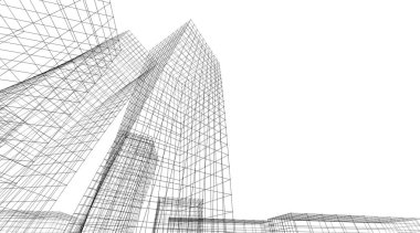 mimari konsepti Eskiz 3d illüstrasyon