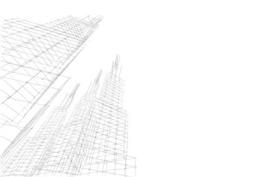 mimari konsepti Eskiz 3d illüstrasyon