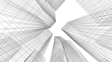 mimari konsepti Eskiz 3d illüstrasyon