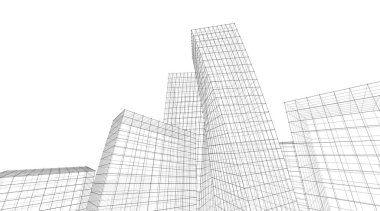 mimari konsepti Eskiz 3d illüstrasyon