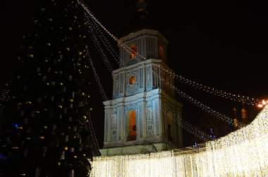 Kiev, Ukrayna Noel ağacının bulanık görünüm