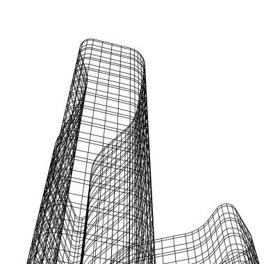 mimari konsepti Eskiz 3d illüstrasyon