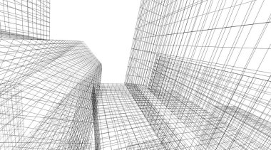 mimari konsepti Eskiz 3d illüstrasyon