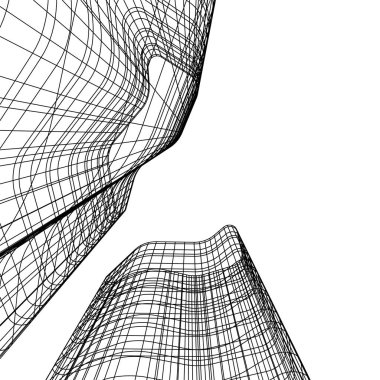 mimari konsepti Eskiz 3d illüstrasyon