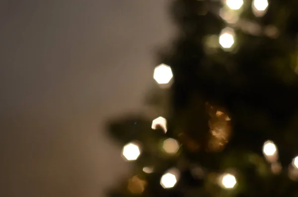Luzes Borradas Árvore Natal Close — Fotografia de Stock