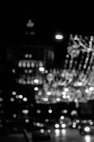 Black White Blurred City Lights — Stock Photo, Image