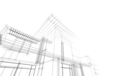 mimari konsepti Eskiz 3d illüstrasyon