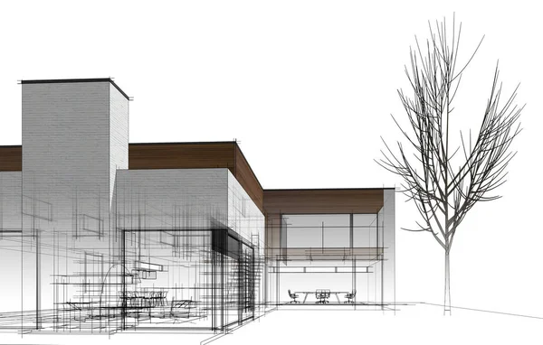 Ev kavramı kroki 3d çizim