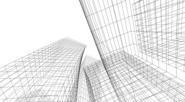 mimari konsepti Eskiz 3d illüstrasyon