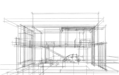 Ev kavramı kroki 3d çizim