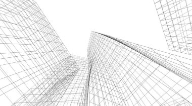 mimari konsepti Eskiz 3d illüstrasyon