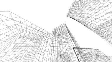 mimari konsepti Eskiz 3d illüstrasyon