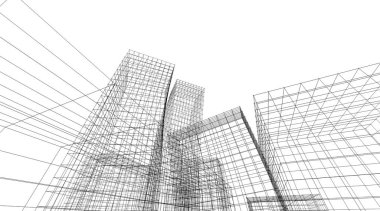 mimari konsepti Eskiz 3d illüstrasyon