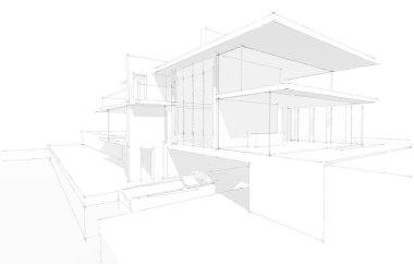 Ev kavramı kroki 3d çizim