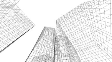 mimari konsepti Eskiz 3d illüstrasyon