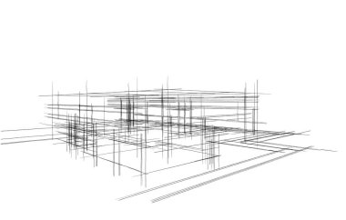 Ev kavramı kroki 3d çizim