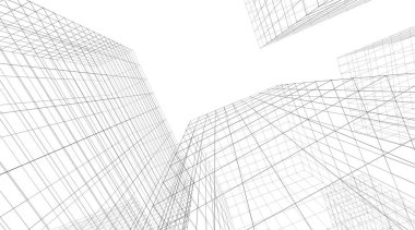 mimari konsepti Eskiz 3d illüstrasyon